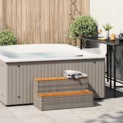 vidaXL pezsgőf&uuml;rdő l&eacute;pcső sz&uuml;rke 100x50x50,5 cm polyrattan &eacute;s ak&aacute;cfa