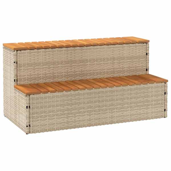 vidaXL mullivann Step Beež 100x50x50,5 cm pol&uuml;rotangist ja akaatsiast