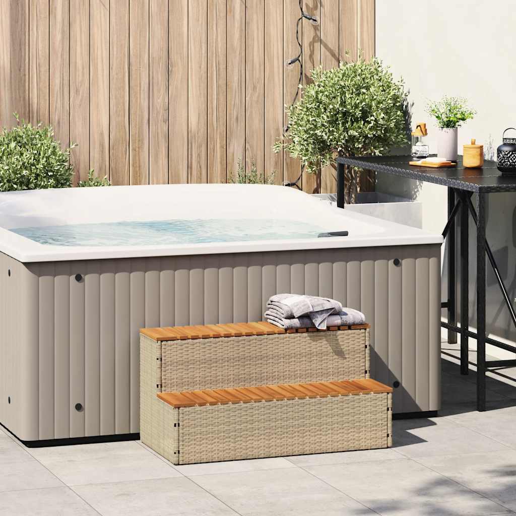 vidaXL Hot Tub Step Beige 100x50x50,5 cm polyrottinki kiinteä akaasia
