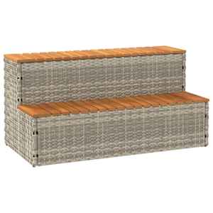 Obruby k vířivce světle šedý 100x50x50,5cm polyratan a akáciové - obrázek 1