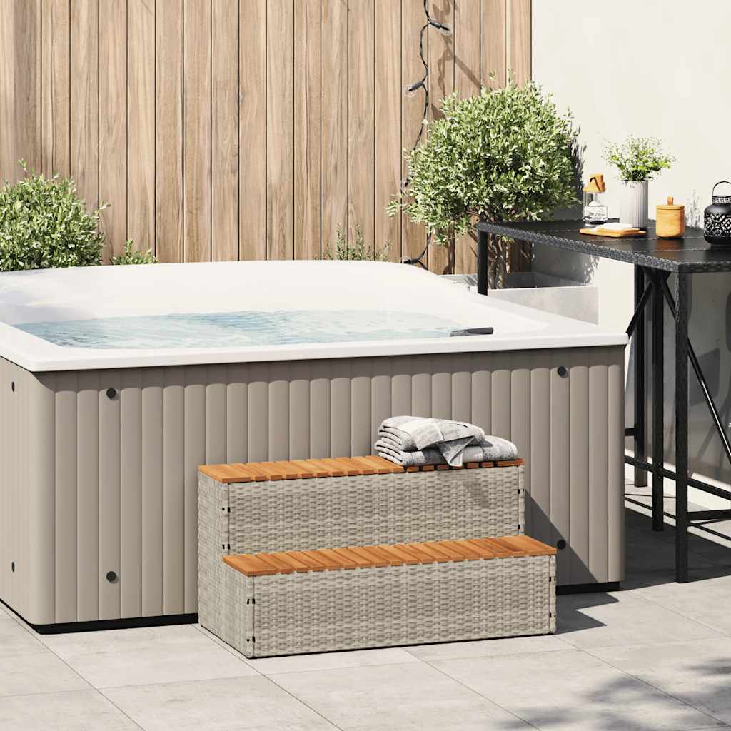 vidaXL pezsgőfürdő lépcső 100x50x50,5 cm polyrattan és akácfa