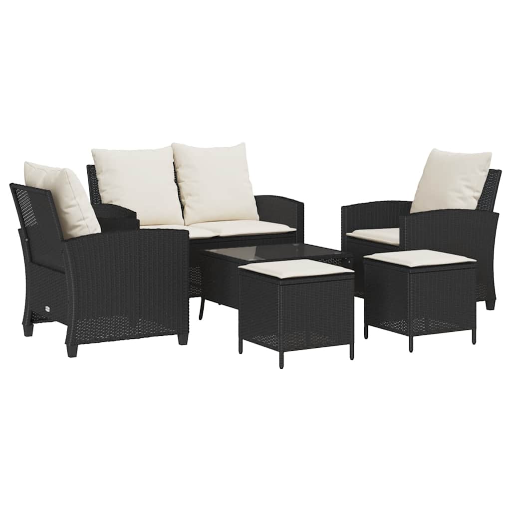 Thumbnail - vidaXL 6-tlg. Garten-Sofagarnitur mit Kissen Schwarz Poly Rattan