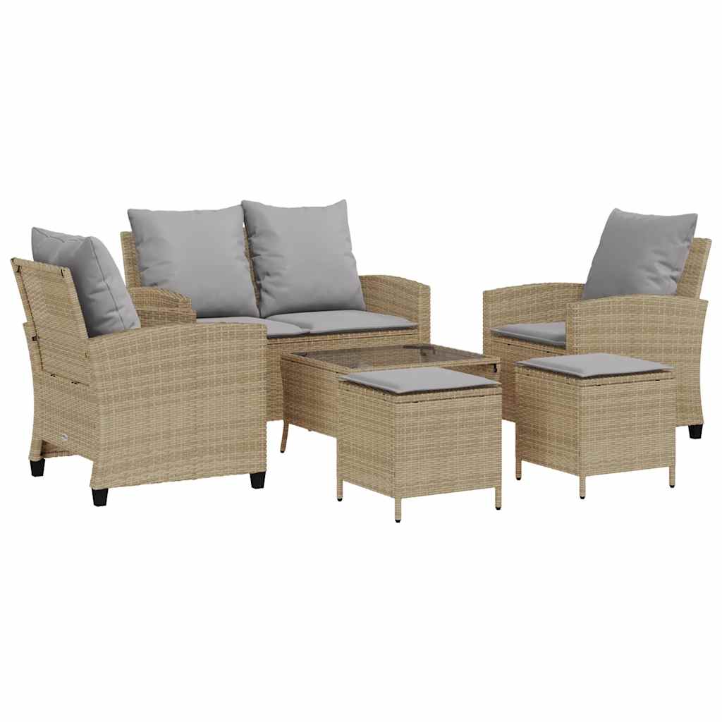 Thumbnail - vidaXL 6-tlg. Garten-Sofagarnitur mit Kissen Beige Poly Rattan