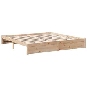 Postel s knihovnou bez matrace 200 x 200 cm masivní borovice - obrázek 7