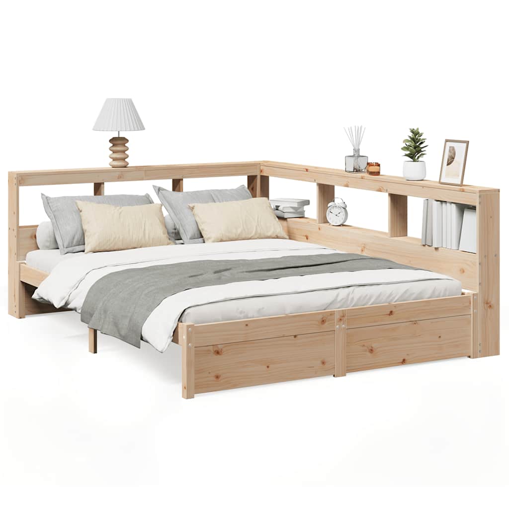 Thumbnail - vidaXL Massivholzbett mit Regal ohne Matratze 150x200 cm Kiefernholz