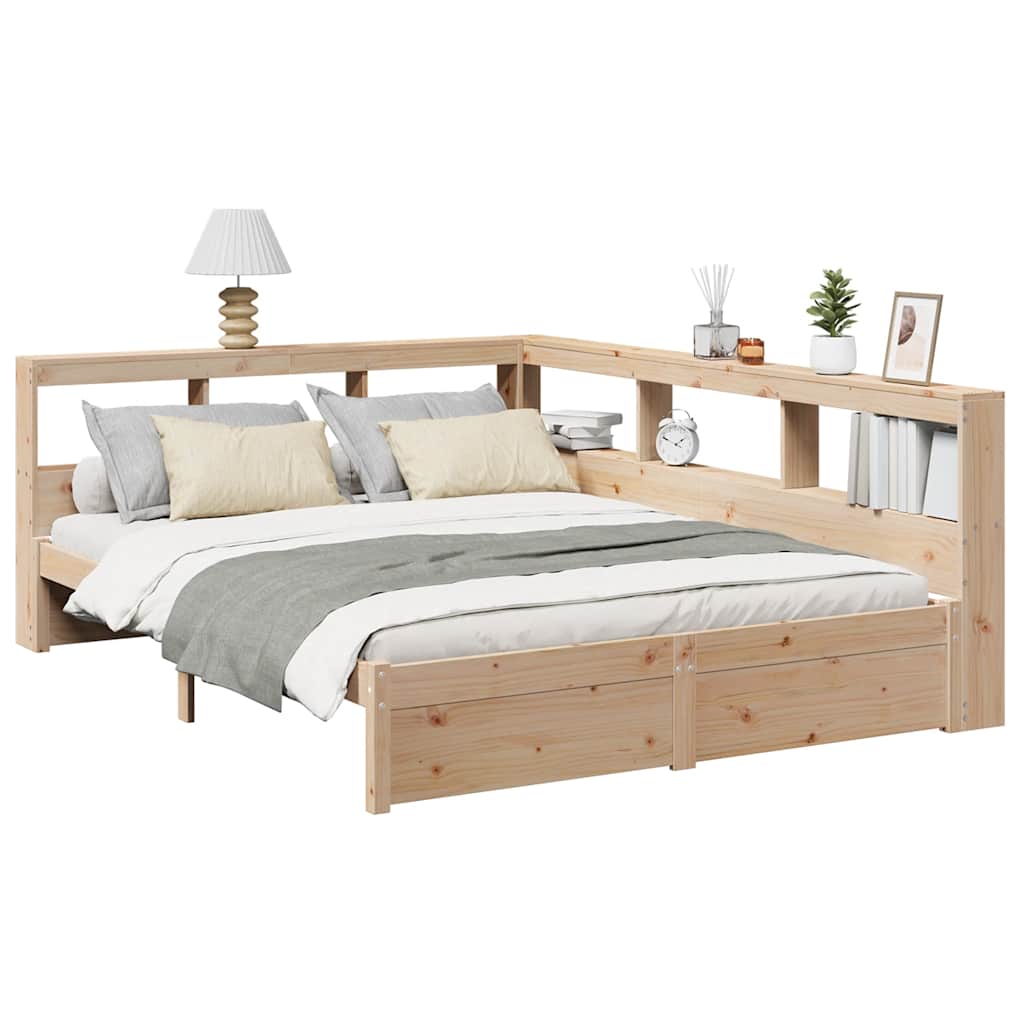 Thumbnail - vidaXL Massivholzbett mit Regal ohne Matratze 150x200 cm Kiefernholz