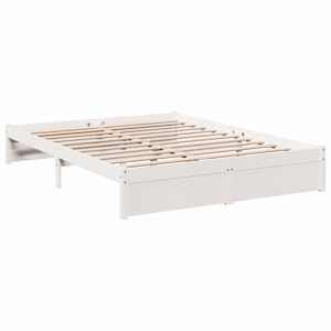 Postel s knihovnou bez matrace bílá 135x190 cm masivní borovice - obrázek 7