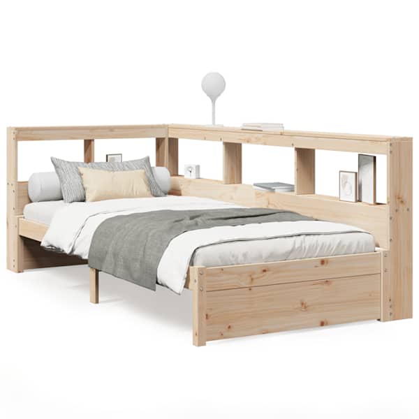 vidaXL riiuliga voodiraam ilma madratsita, 75x190 cm, m&auml;nnipuit
