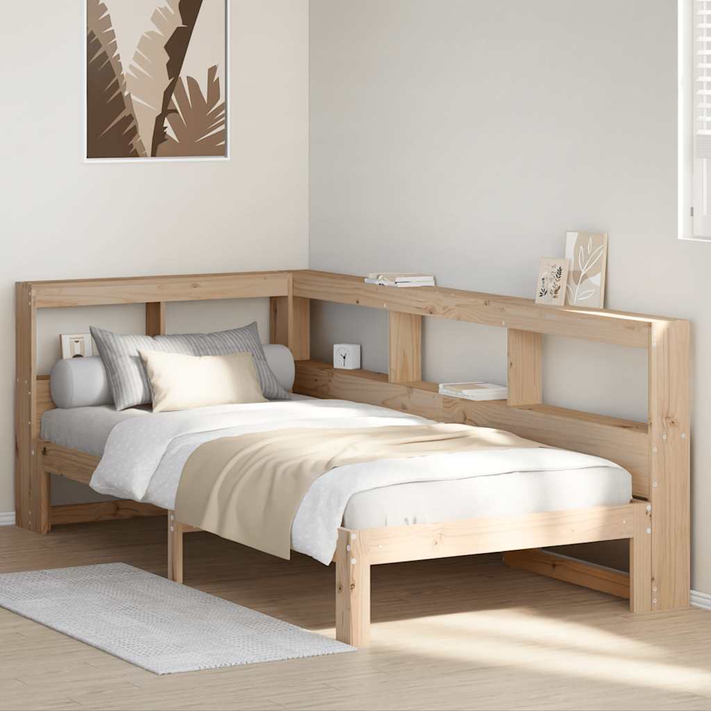 vidaXL Seng med bokhylle uten madrass 90x190 cm heltre furu