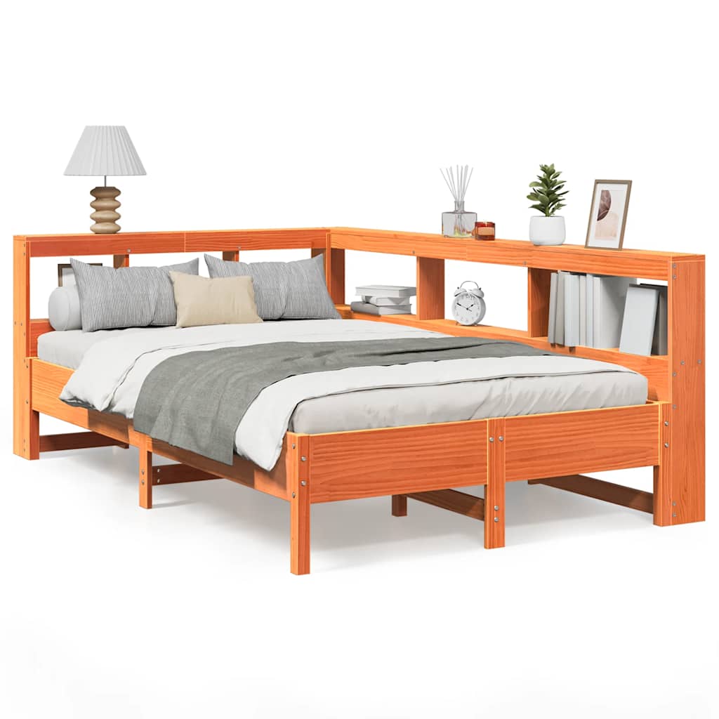 VidaXL Postel s knihovnou bez matrace hnědá 120x190 cm masiv borovice