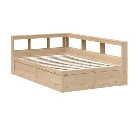 vidaXL Bed met boekenkast zonder matras massief grenenhout 120x190 cm