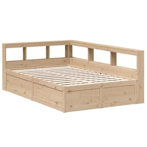 vidaXL Bed met boekenkast zonder matras massief grenenhout 120x190 cm