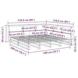 Postel s knihovnou bez matrace 200 x 200 cm masivní borovice - obrázek 14