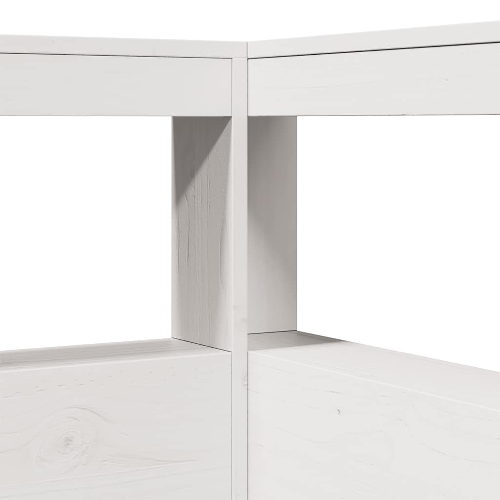 Fehér tömör fenyőfa könyvespolcos ágy matrac nélkül 200x200 cm 
