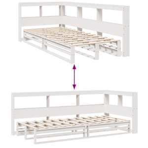 Postel s knihovnou bez matrace bílá 100x200 cm masivní borovice - obrázek 10