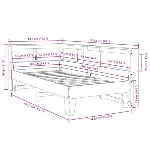 Postel s knihovnou bez matrace bílá 100x200 cm masivní borovice - obrázek 14
