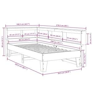 Postel s knihovnou bez matrace 90 x 200 cm masivní borovice - obrázek 14