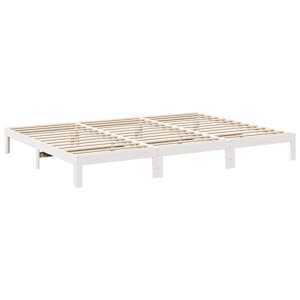 Rodinný rám postele bez matrace bílý 270x200cm masivní borovice - obrázek 6