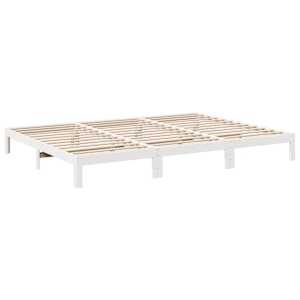 Rodinný rám postele bez matrace bílý 270x200cm masivní borovice - obrázek 9