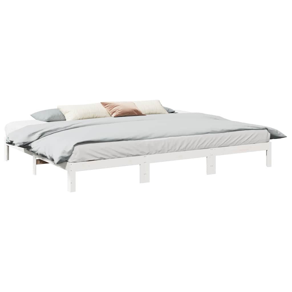 vidaXL Familiesengeramme uten madrass hvit 270x200 cm heltre furu