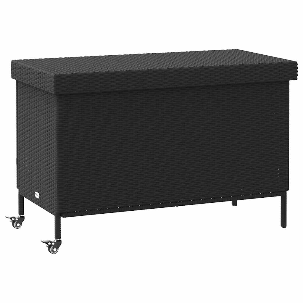 vidaXL Zahradní úložný box s kolečky černý 110x55x73 cm polyratan