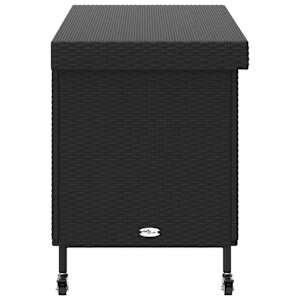 Zahradní úložný box s kolečky černý 110x55x73 cm polyratan - obrázek 5