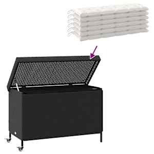 Zahradní úložný box s kolečky černý 110x55x73 cm polyratan - obrázek 7