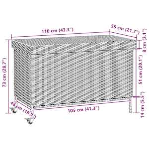 Zahradní úložný box s kolečky černý 110x55x73 cm polyratan - obrázek 11