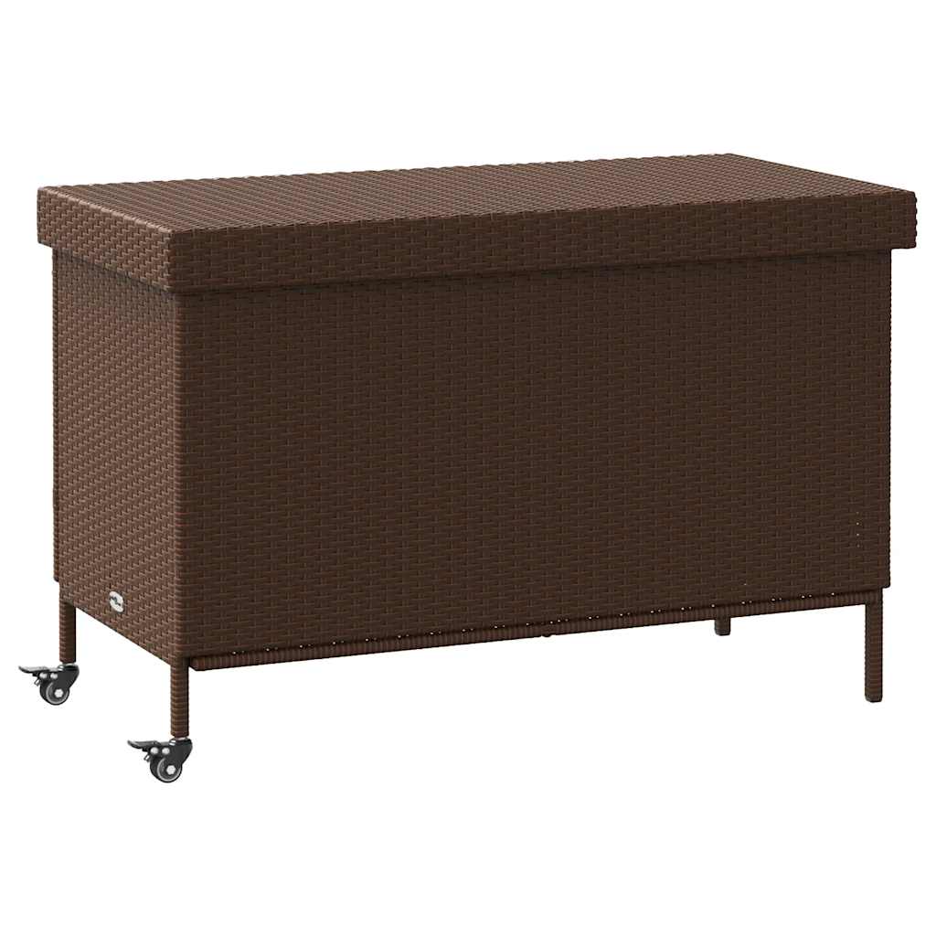 vidaXL Gartentruhe mit Rollen Braun 110x55x73 cm Poly Rattan