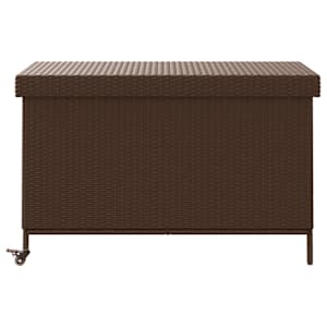 Zahradní úložný box s kolečky hnědý 110x55x73 cm polyratan - obrázek 4
