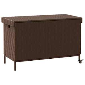 Zahradní úložný box s kolečky hnědý 110x55x73 cm polyratan - obrázek 6