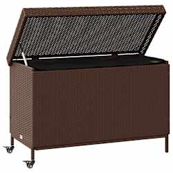 vidaXL Zahradn&iacute; &uacute;ložn&yacute; box s kolečky hněd&yacute; 110x55x73 cm polyratan
