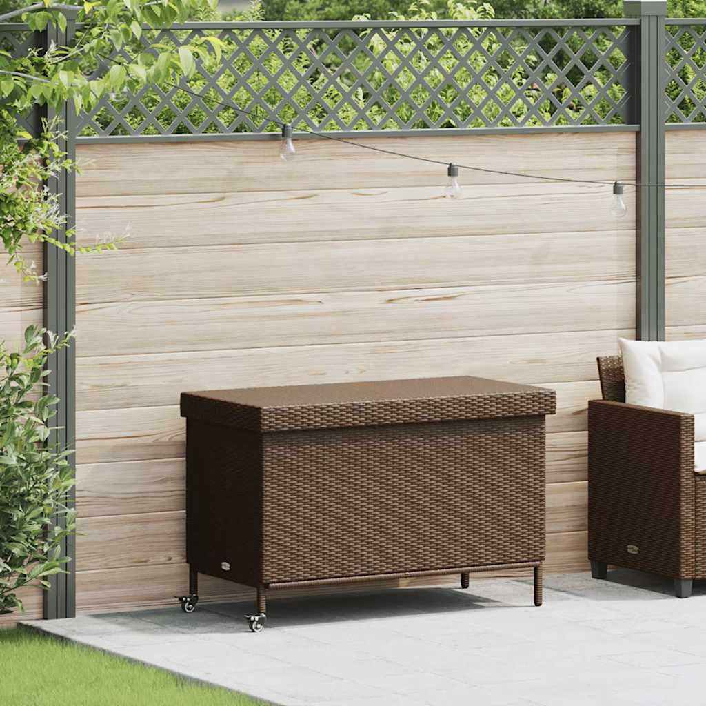 Opbevaringsboks Med Hjul Polyrattan - Brun / 110 x 55 x 73 cm