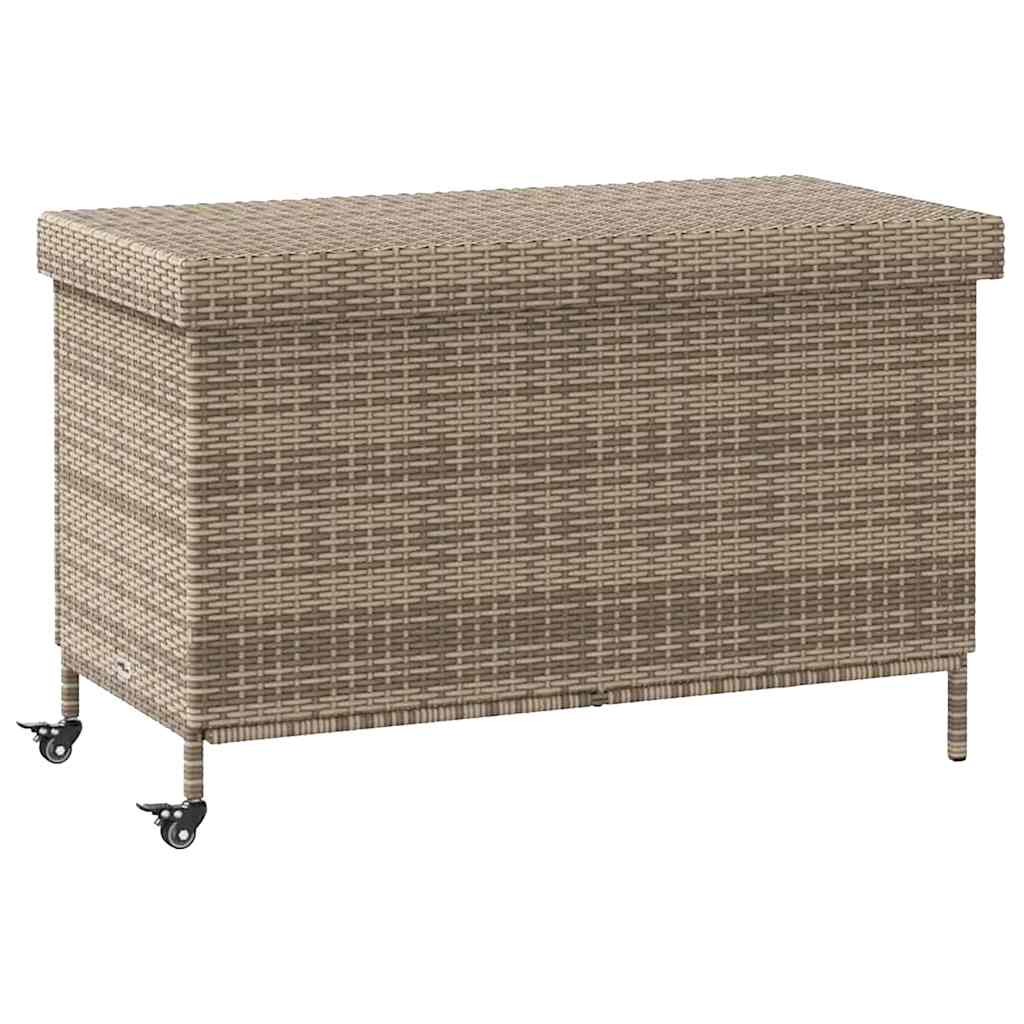 vidaXL Zahradní úložný box s kolečky šedý 110x55x73 cm polyratan