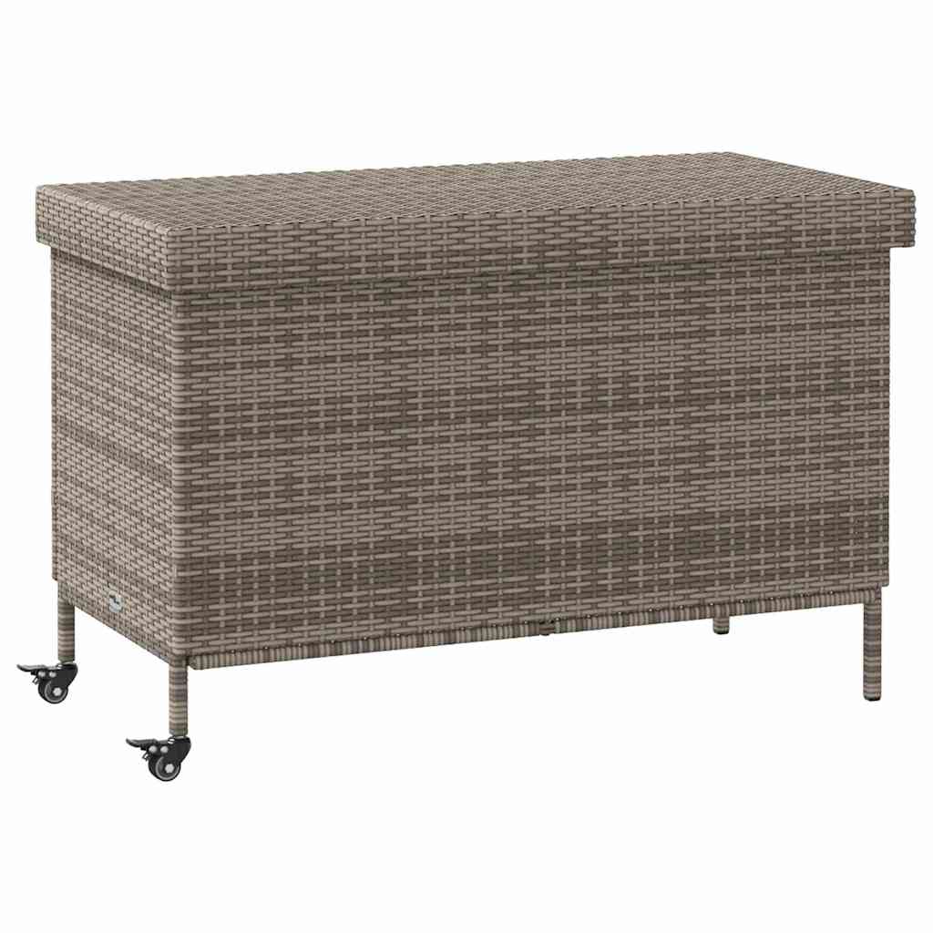 vidaXL Zahradní úložný box s kolečky šedý 110x55x73 cm polyratan