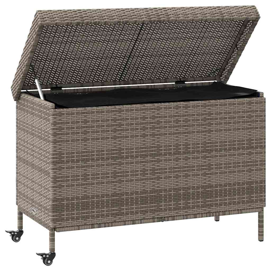 Thumbnail - vidaXL Gartentruhe mit Rollen Grau 110x55x73 cm Poly Rattan