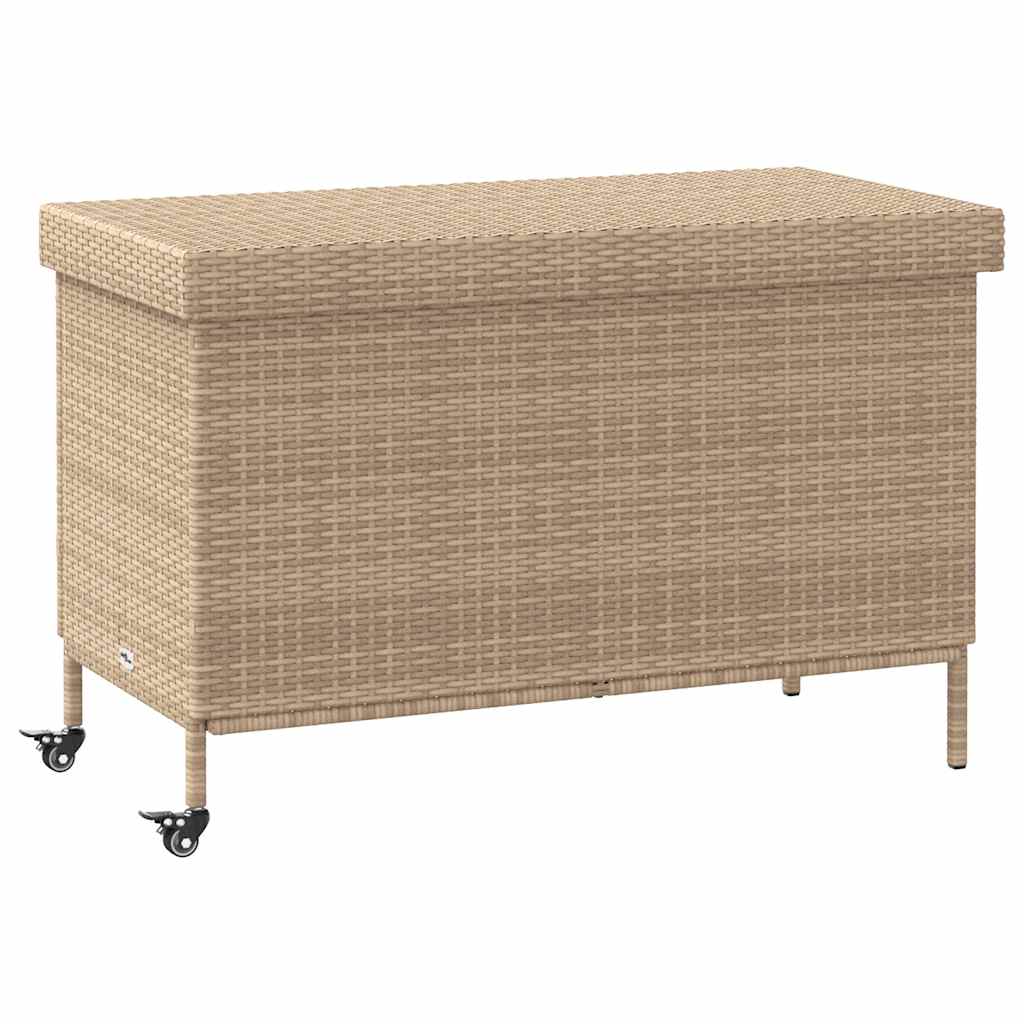 vidaXL Zahradní úložný box s kolečky smíšený béžový 110x55x73 cm