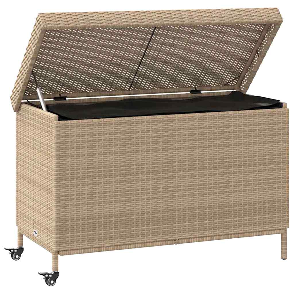 vidaXL Kerti tároló doboz kerekekkel vegyes bézs 110x55x73 cm