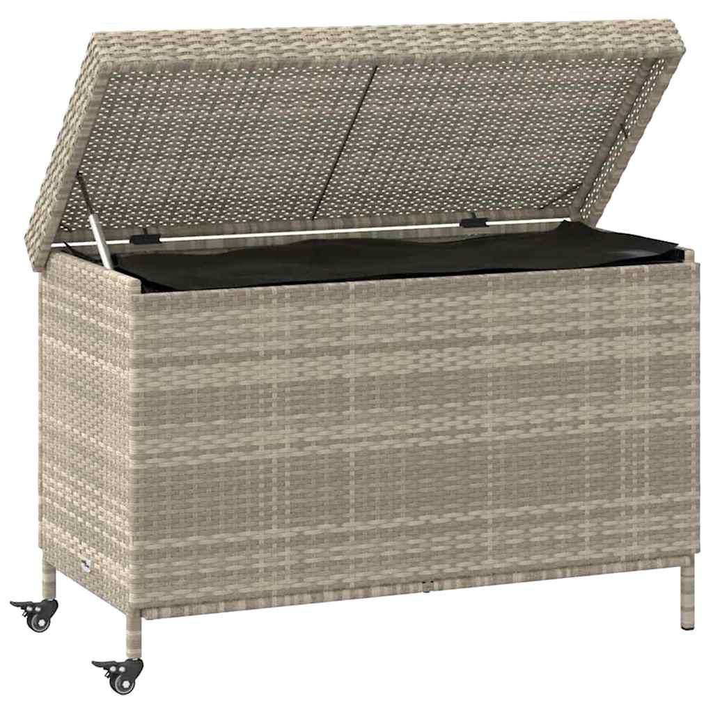 vidaXL záhradný úložný box s kolieskami svetlosivý 110x55x73 cm
