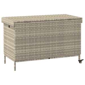 Zahradní úložný box s kolečky světle šedý 110x55x73cm polyratan - obrázek 6