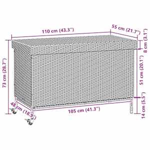 Zahradní úložný box s kolečky světle šedý 110x55x73cm polyratan - obrázek 11