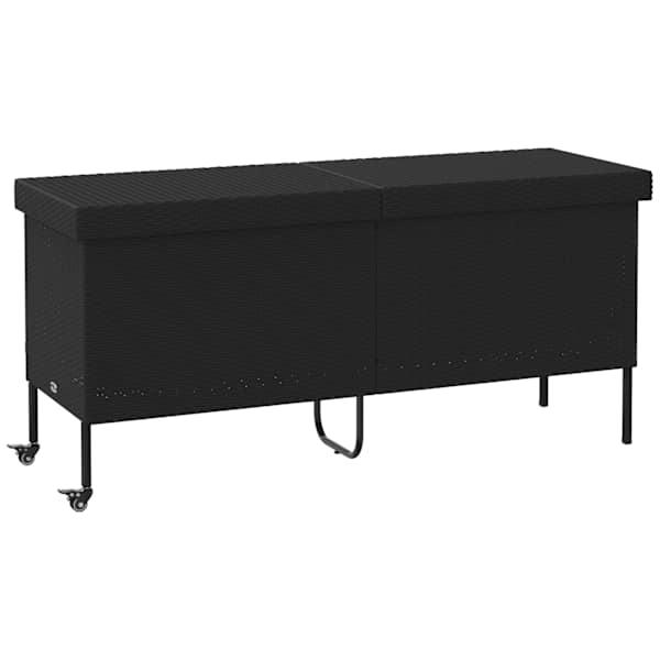 vidaXL aia hoiukast ratastega, must, 160 x 55 x 75 cm, pol&uuml;rotang