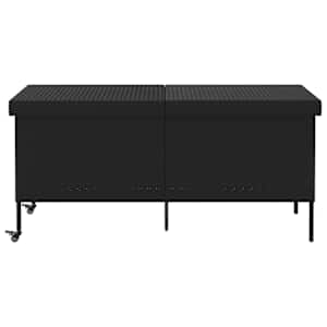 Zahradní úložný box s kolečky černý 160x55x75 cm polyratan - obrázek 3
