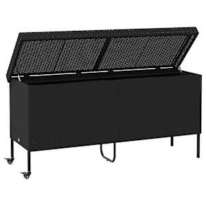 Zahradní úložný box s kolečky černý 160x55x75 cm polyratan - obrázek 4