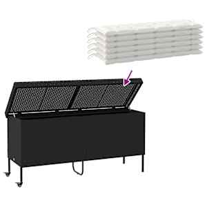 Zahradní úložný box s kolečky černý 160x55x75 cm polyratan - obrázek 7