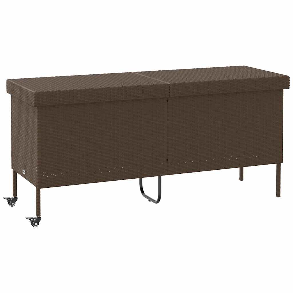 vidaXL Zahradní úložný box s kolečky hnědý 160x55x75 cm polyratan