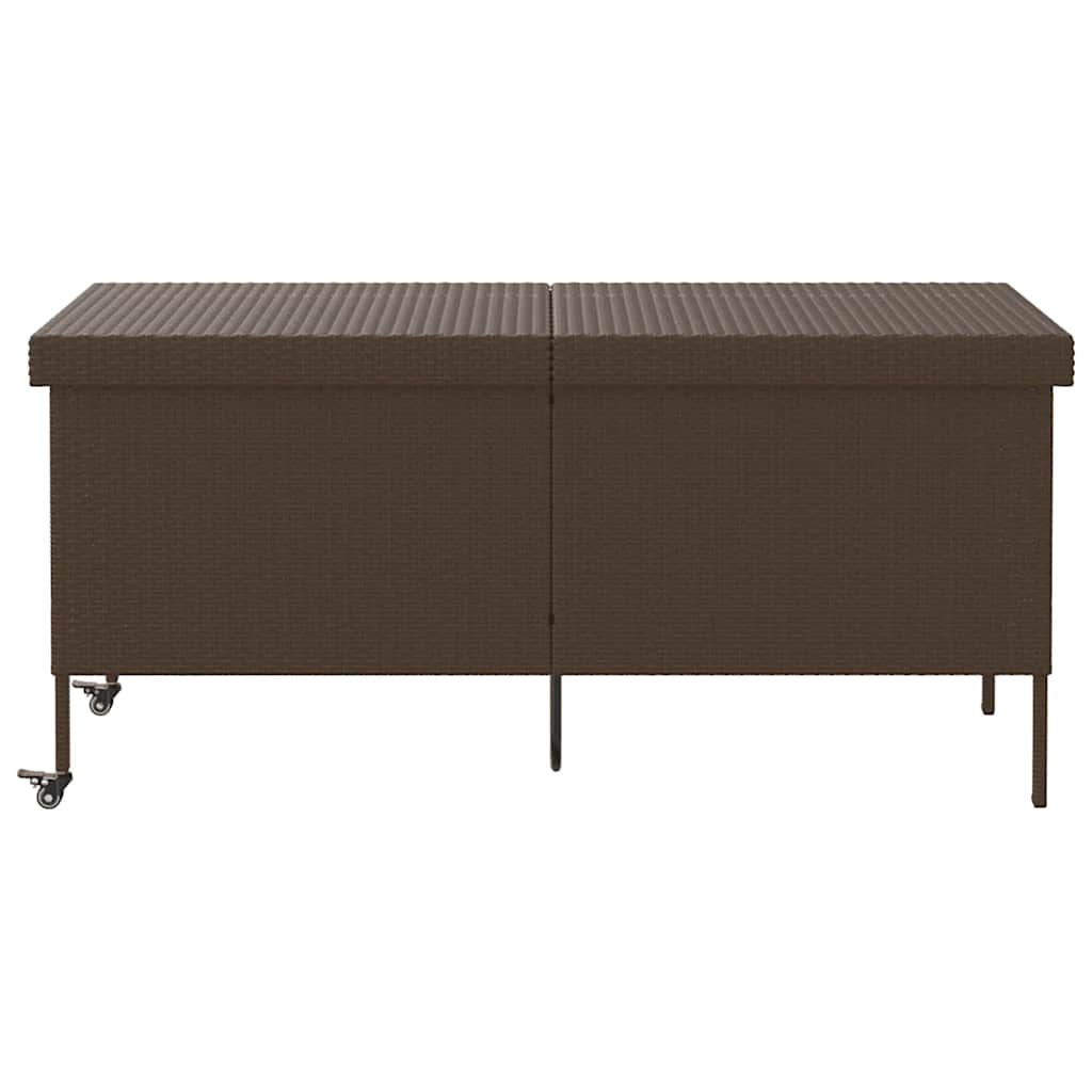 vidaXL barna polyrattan kerti tárolóláda kerekekkel 160x55x75 cm