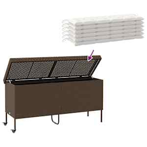 Zahradní úložný box s kolečky hnědý 160x55x75 cm polyratan - obrázek 7
