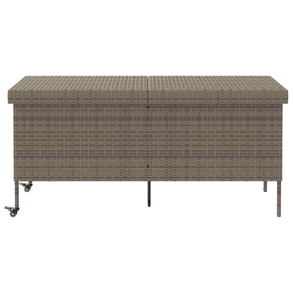 Thumbnail - vidaXL Gartentruhe mit Rollen Grau 160x55x75 cm Poly Rattan