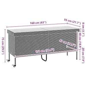 Zahradní úložný box s kolečky béžová 160x55x75 cm polyratan - obrázek 11